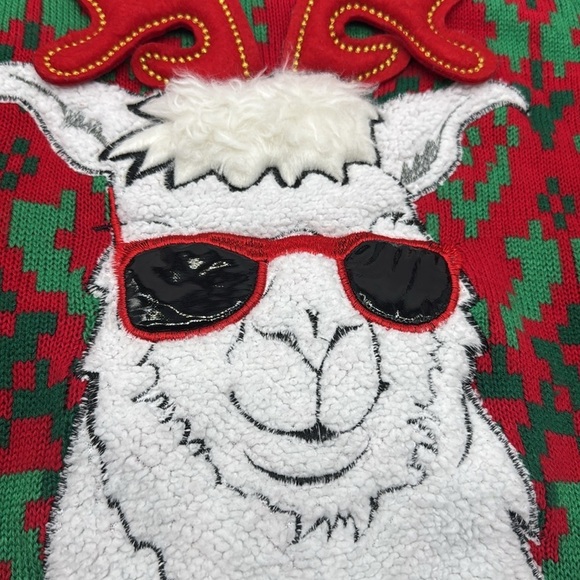 Holiday Time Ugly Sweater Llama with sunglasses scarf and tail Men's Size M - Picture 10 of 10